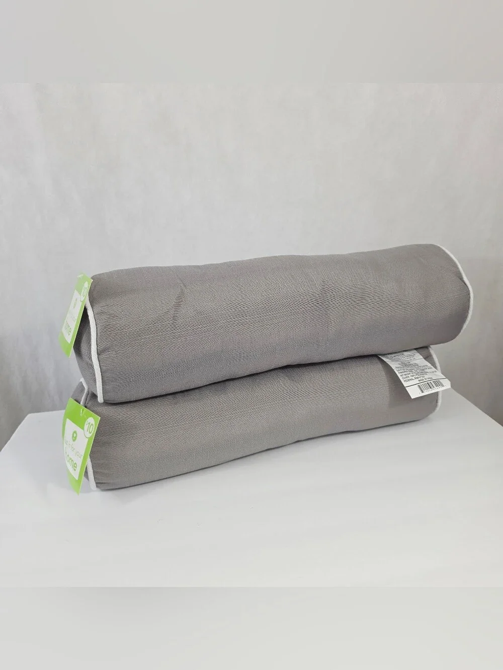 2 Pc Gray Bolster Pillows